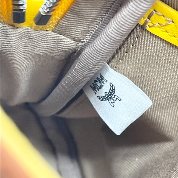 MCM Mini Multifunctional Cognac and Yellow Leather Logo Crossbody Bag - Picture 10 of 13